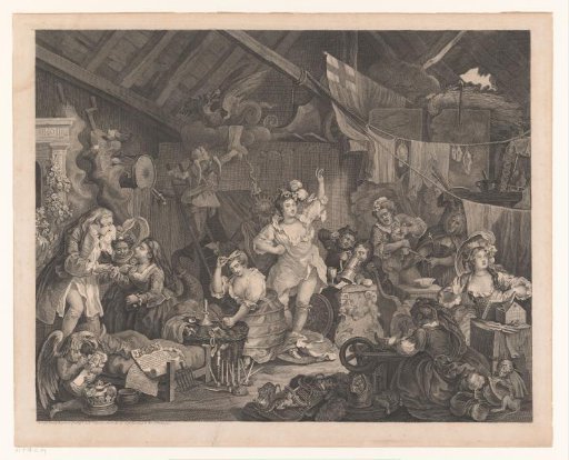 Costumed Actresses and Children in a Barn