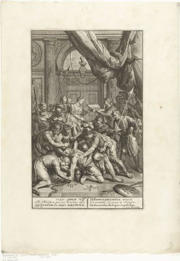 The Philistines put out the eyes of the bound Samson