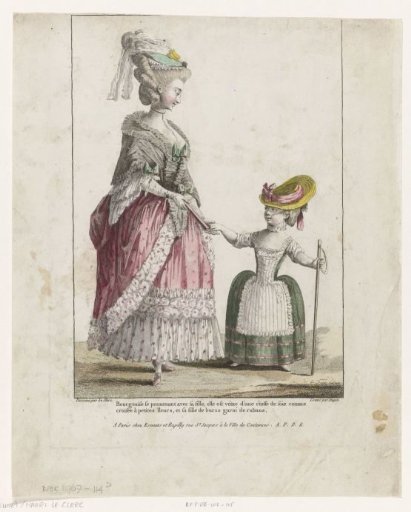 Gallery of French Fashions and Costumes 1780, Vol. 43: Bourgeoise walking (...).