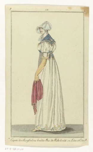 Elegantia, or Journal of Fashion, Luxury and Taste for Ladies, May 1807, No. 12: Capote de Mousseline brodée...