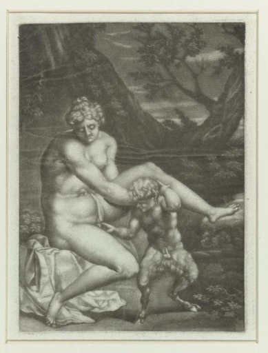 Nimf en kleine faun als liefdespaar