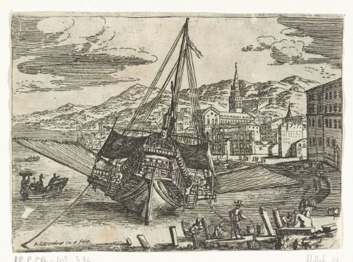 Galley at Anchor at the Quay of the Harbor of Messina