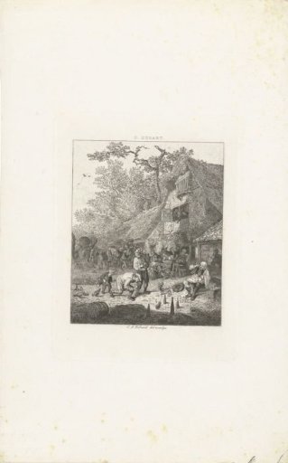 Bowlers in front of an inn