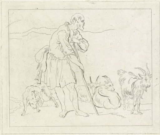 Shepherd with goats