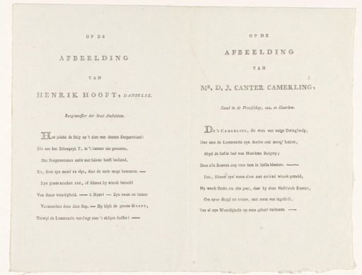 Text on the images of Hendrik Danielsz. Hooft and Daniël Jacobus Canter Camerling