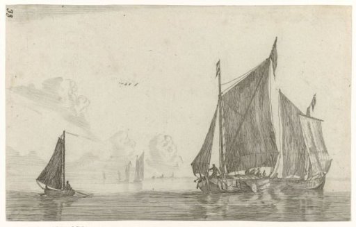 Three sailing ships in calm water