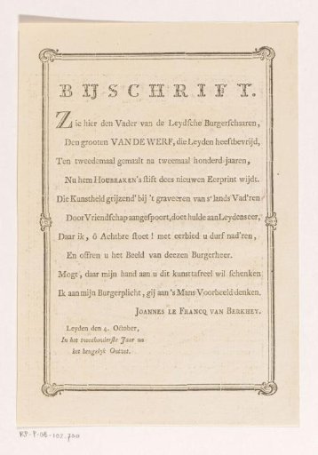 Text Sheet Belonging to the Portrait of Pieter Adriaansz. van der Werf