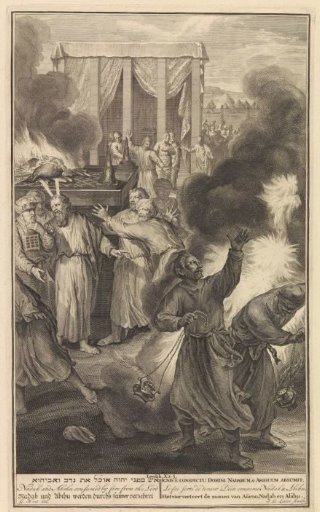 Nadab and Abihu killed by flames