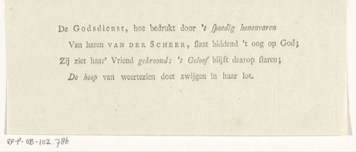 Poem in memory of Adolf Frederik van der Scheer