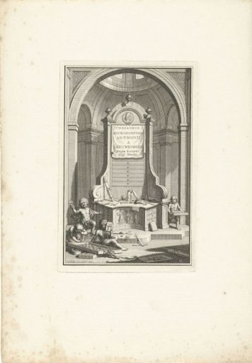Desk with the portrait of Antoni van Leeuwenhoek