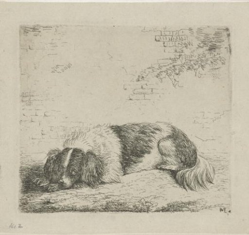 Recumbent Dog Facing Left