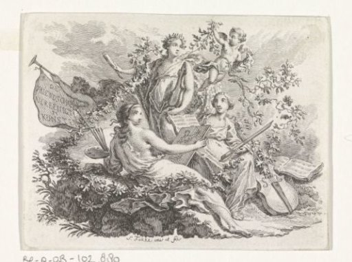 Three Muses Surrounded by Putti