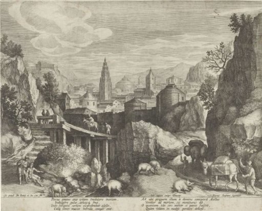 Rocky Landscape with the Fable of the Donkey and the Wild Boar