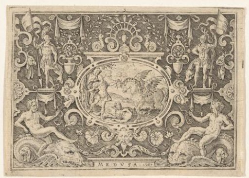 Cartouche: Perseus with the Head of Medusa