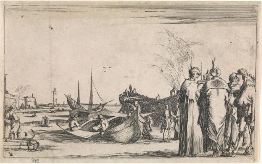 Three Turkish Merchants in Conversation with an Italian on a Quay