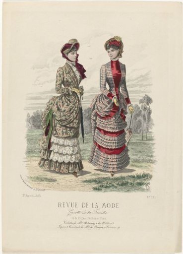 Revue de la Mode, Gazette de la Famille, Sunday 29 April 1883, 12th year, No. 591: Outfits of Mrs. Delannoy (...)