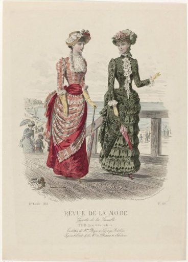 Revue de la Mode, Gazette de la Famille, Sunday 5 August 1883, 12th year, No. 605: Outfits of Mrs. Bazin (...)