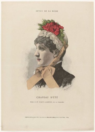 Revue de la Mode, Gazette de la Famille, Sunday 1 June 1884, Supplement No. 648: Summer Hat (...)