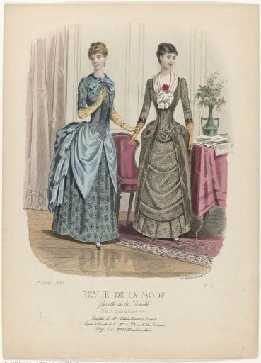 Revue de la Mode, Gazette de la Famille, 16 August 1885, 14th Year, No. 711: Outfits of Mrs. Pelletier-Vidal (...)