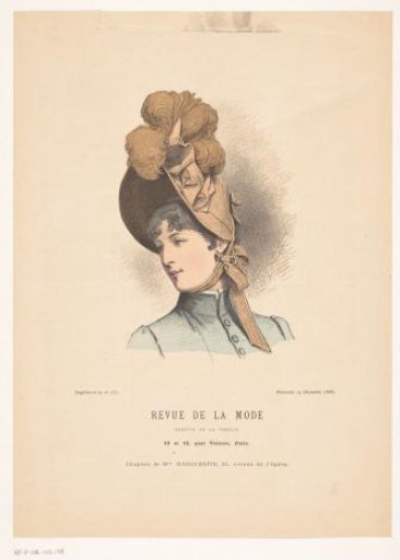Review of Fashion, Gazette of the Family, Sunday, December 19, 1886, Supplement to No. 781: Hat of Mme Marguerit (...)