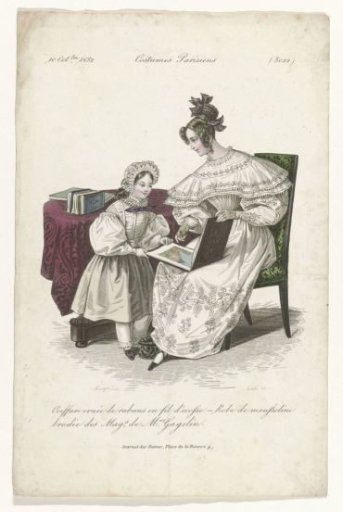 Journal des Dames et des Modes, Parisian Costumes, 10 October 1832, (3022): Ornate Hairstyle (...)