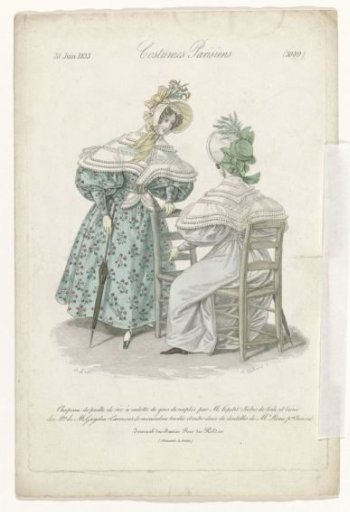 Journal des Dames et des Modes, Parisian Costumes, 20 June 1833, (3089): Rice Straw Hat (...)