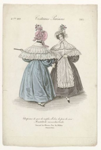 Journal des Dames et des Modes, Parisian Costumes, 15 September 1833, (3112): Gros de Naples Hats (...)
