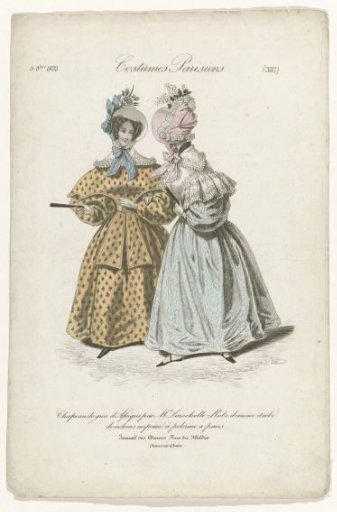 Journal des Dames et des Modes, Parisian Costumes, 5 October 1833, (3117): African Gros de Naples Hat (...)