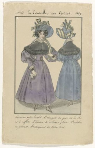 The Counsellor of Grace, 1829, No. 144: Brocaded Satin Bonnet (...)