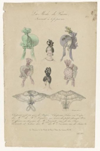 La Mode de Paris, August 1833, No. 3: Green Gros de Naples Hat (...)