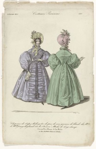 Journal des Dames et des Modes, 15 February 1835, No. 3263: Crepe Hats; (...)