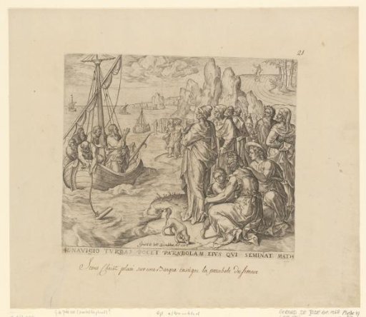Christ telling parables from a ship
