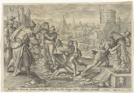 Hezekiah shuts off the springs outside Jerusalem