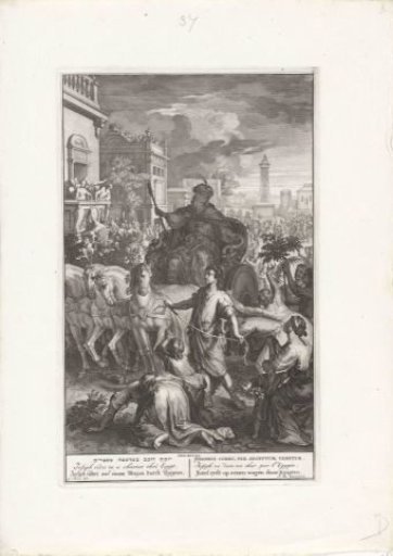 Joseph rides in a chariot through Egypt