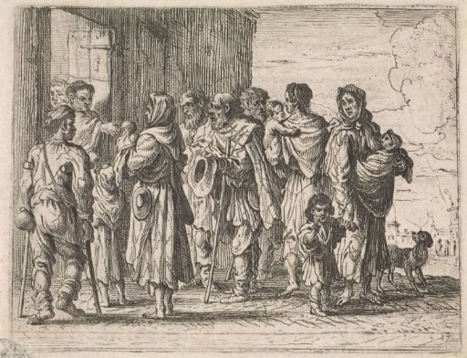 Beggars before a monastery