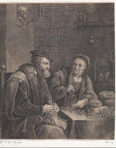 A couple weighing money