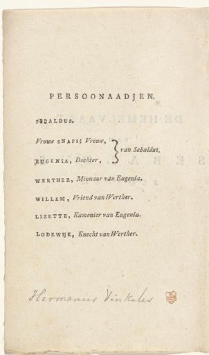 Title page for: 'The Assumption of Sebaldus', 1786