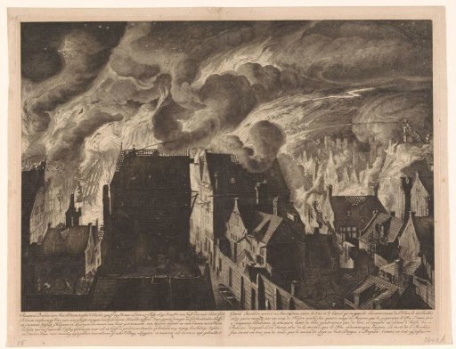 Extinguishing the severe fire at the Elandsgracht, 1679