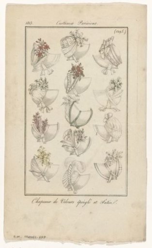 Journal des Dames et des Modes, Costume Parisien, 1813, (1295): Chapeaux de Velours (...)