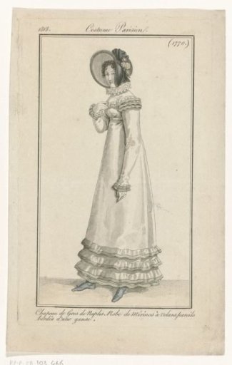 Journal des Dames et des Modes, Costume Parisien, 31 October 1818, (1770): Chapeau de Gros de Naples (...)