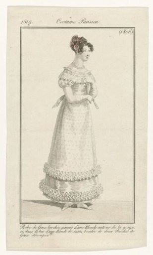 Journal des Dames et des Modes, Costume Parisien, 5 April 1819, (1806): Robe de Gaze broché (...)
