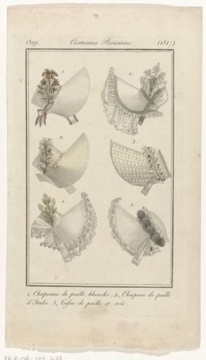 Journal des Dames et des Modes, Costume Parisien, 20 May 1819, (1817): Chapeau de gaz (...)