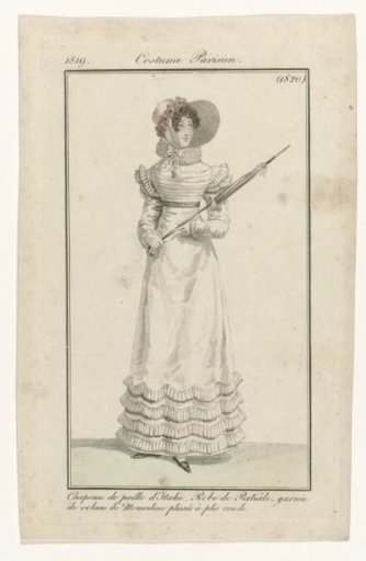 Journal des Dames et des Modes, Costumes Parisiens, 5 June 1819, (1820): Chapeau de paille d'Itali (...)