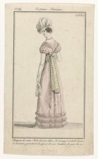 Journal des Dames et des Modes, Costumes Parisiens, 15 October 1819, (1850): Chapeau de satin (...)