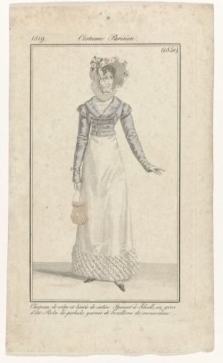 Journal des Dames et des Modes, Costume Parisien, 15 October 1819, (1851): Chapeau de crêp (...)
