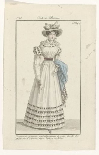 Journal des Dames et des Modes, Parisian Costumes, 1823, (2159): Sparteria hat (...)