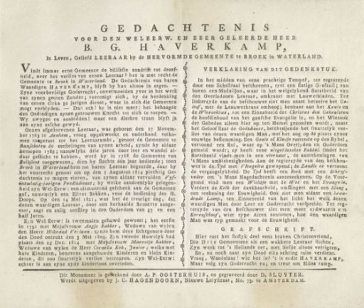 Text page belonging to the Monument for B.G. Haverkamp
