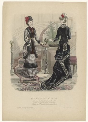Les Modes de la Saison, 1879, 9th Year, No. 4, Pl. 530: Toilettes of Mme Laurence Hardy (...)