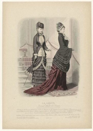 La Saison, Illustrated Journal for Ladies, 1879, 12th Year, No. 7, Pl. 539: Toilettes of Mme Laurence Hardy (...)