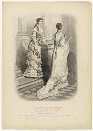 Les Modes de la Saison, Illustrated Journal of the Family, 1880, 10th Year, No. 6, No. 584: Toilettes of the Misses Vidal (...)